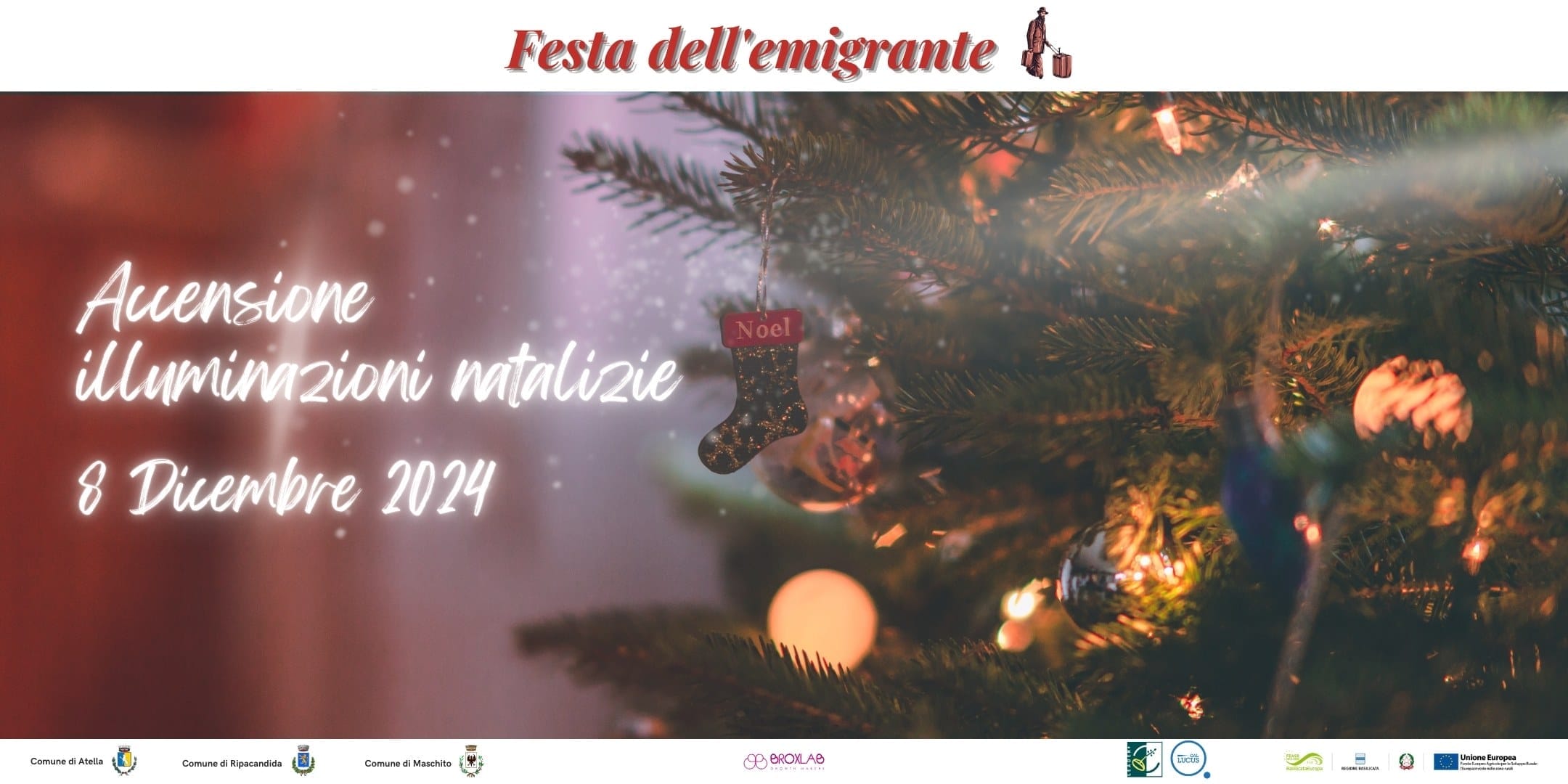 Banner Articolo accensioni illuminazioni natalizie festa emigrante